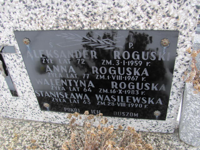 Anna Roguska 1891 Mińsk Mazowiecki - Grobonet - Wyszukiwarka osób pochowanych