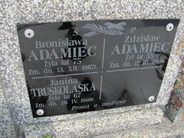 Bronisława Adamiec 1918 Mińsk Mazowiecki - Grobonet - Wyszukiwarka osób pochowanych