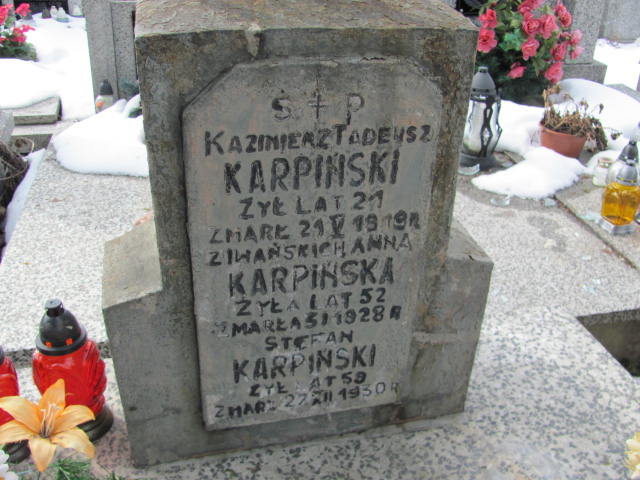 Kazimierz Tadeusz Karpiński Mińsk Mazowiecki - Grobonet - Wyszukiwarka osób pochowanych