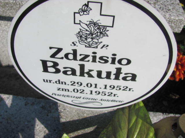 Zdzisław Bakuła 1952 Mińsk Mazowiecki - Grobonet - Wyszukiwarka osób pochowanych